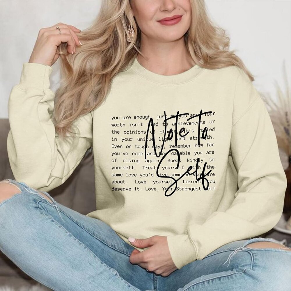 Women’s Cotton Blend Inspirational Sweatshirt You Are Enough Casual Top - Picture 6 of 7